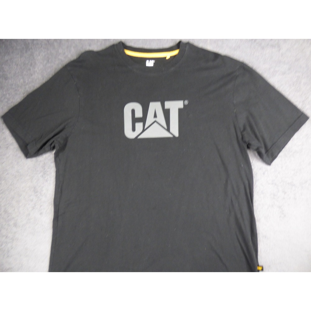 CAT Caterpillar T-Shirt Mens XL Black Short Sleeve Graphic Logo  Cotton Tee